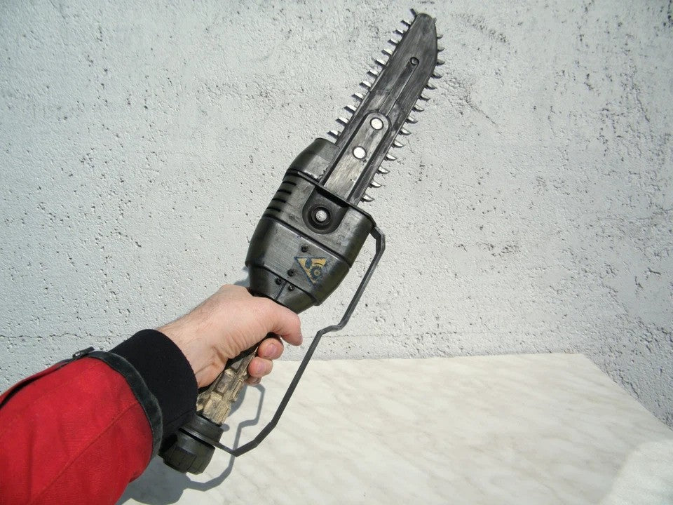 Custom made plastic replica of Fallout Ripper - compact chainsaw - natural size