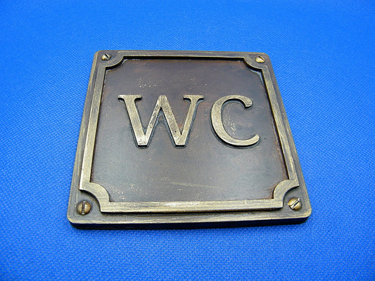 Antique stile , rusted brass with screws stile - WC - toilet sign - resin replica